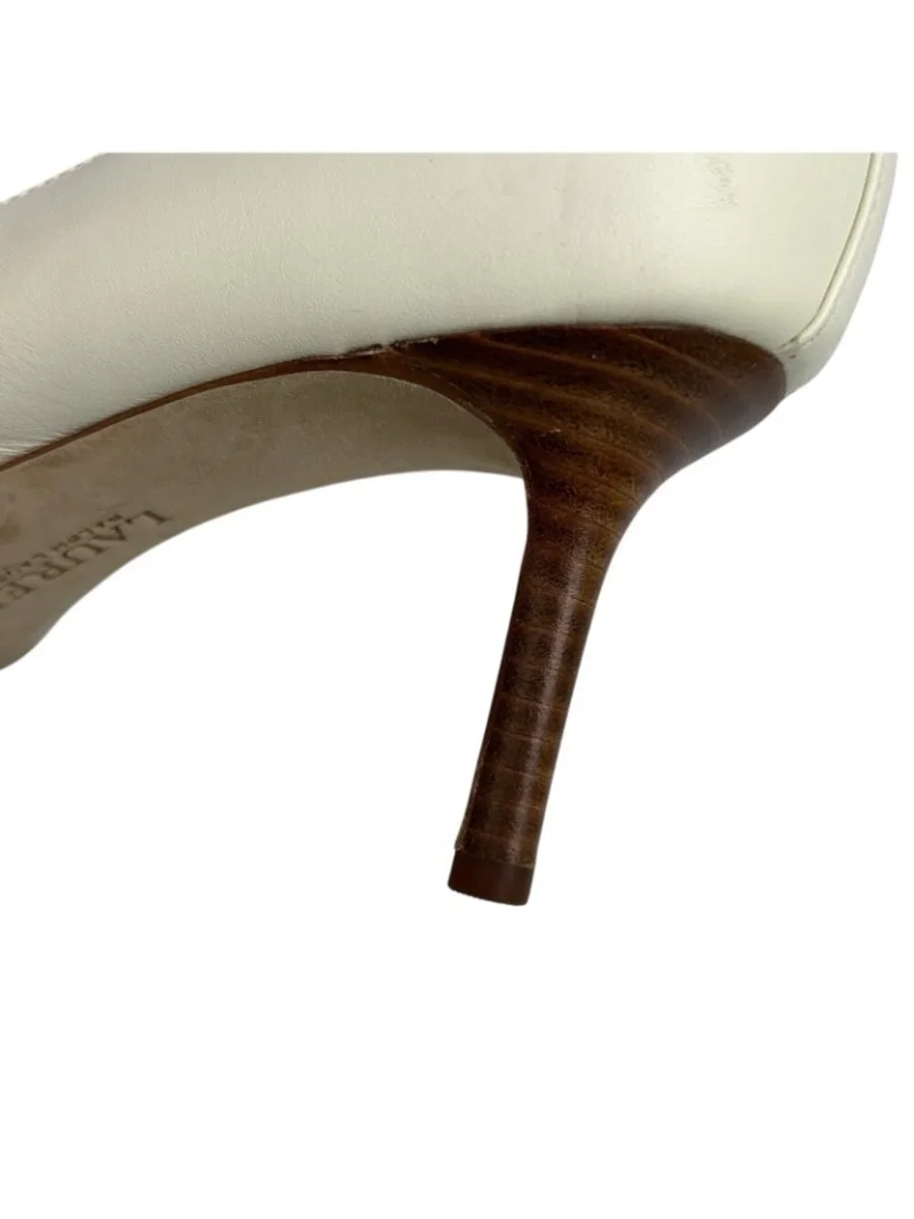 Lauren Ralph Lauren Lanette Pumps Women's 9B Cream Leather Upper, Pointed Toe